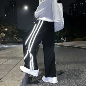 主推!潮流反光垂感阔腿拖地宽松休闲男女裤1004-1WK518 P45 控68图片