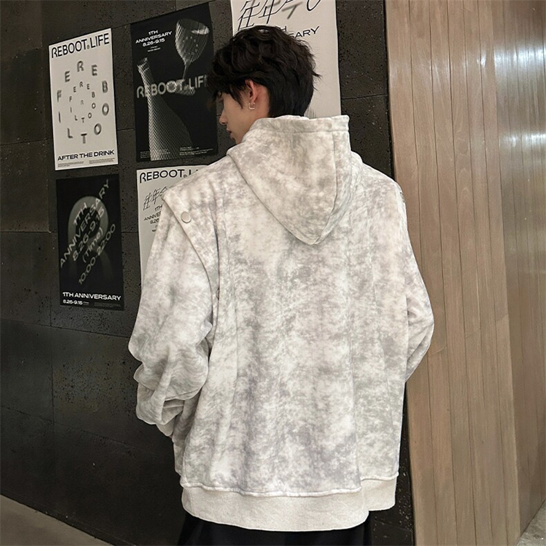 得物酷帅外套休闲高街氛围感卫连帽卫衣休闲卫衣常规P65加绒P75,男装卫衣,电商B319