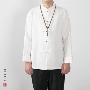 春装新款风男装棉麻提花男士立领唐装衬衫C188P85图片