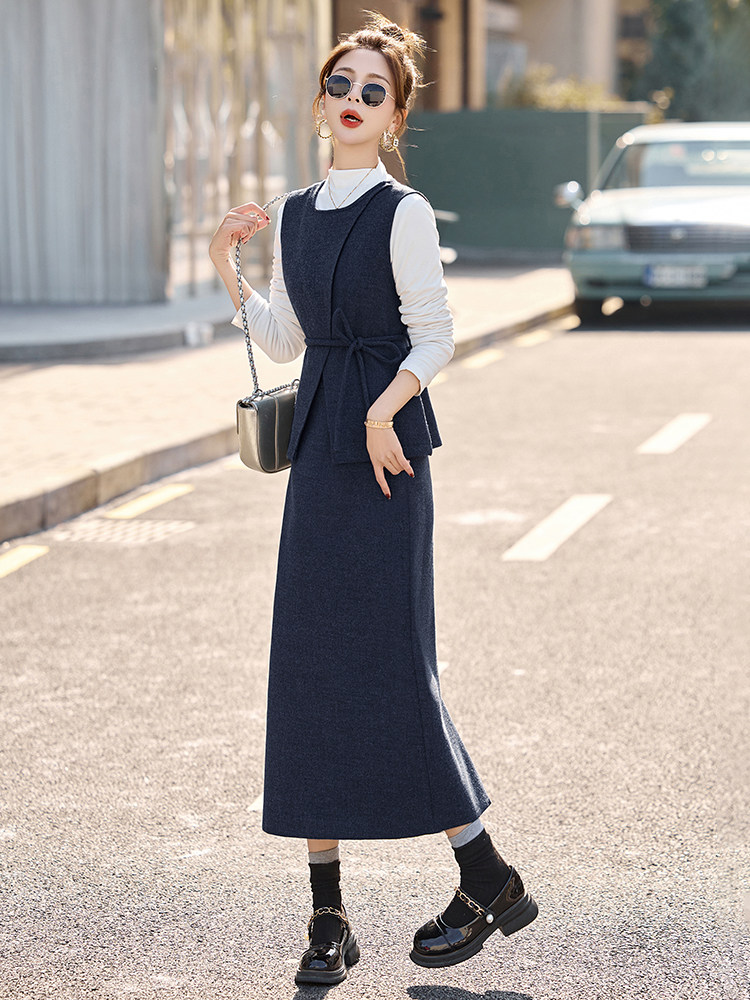 毛呢半身裙马甲小香风套装女2026春季新款减龄搭配一整套气质套裙,女装套装/套裙,冬木谷雨