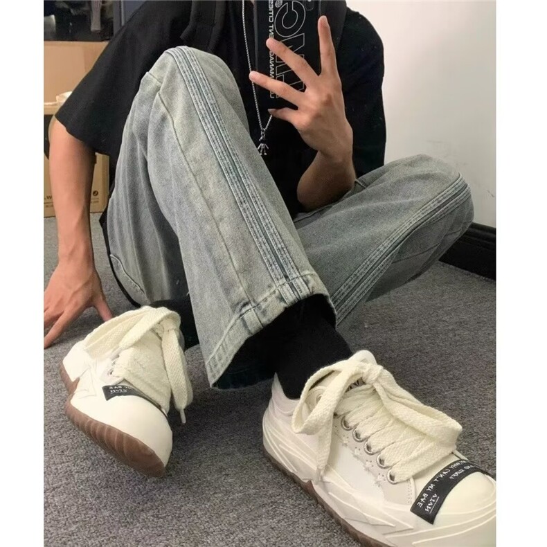 美式复古直筒牛仔裤男女秋冬高街vibe风裤子潮牌宽松WLN802-P43,男装牛仔裤,星座1008