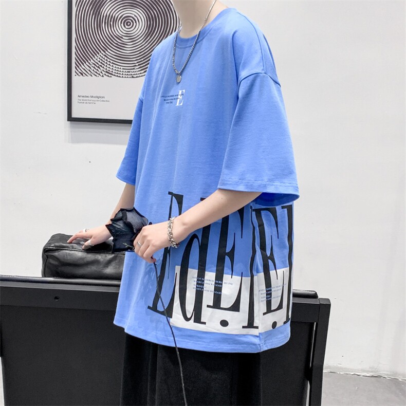 夏装学生纯棉印花短袖T恤2024新款休闲半袖男女1588-P38控价58,男装T恤,电商A441-1