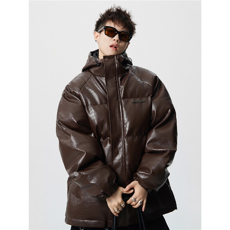 无影墙连帽鳄鱼纹金属装饰大码M-5XL潮流棉衣男MY77744P128控168，男装棉衣，星座227-7