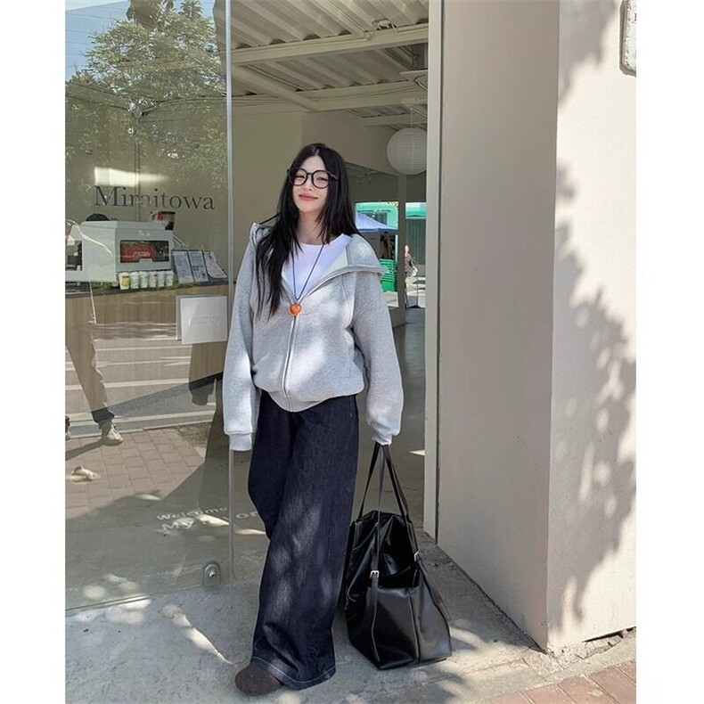 加绒加厚卫衣男女款秋冬2024高级感美式复古连帽宽松拉链开衫外套,男装卫衣,星座506A