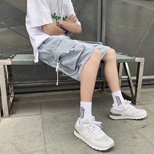 口袋设计牛仔短裤男夏季韩版宽松直筒休闲裤G277P43，男装牛仔裤，星座1116-2