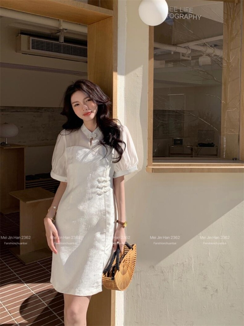 2023年改良风旗袍连衣裙，女装汉服/婚纱/旗袍/礼服，美巾涵