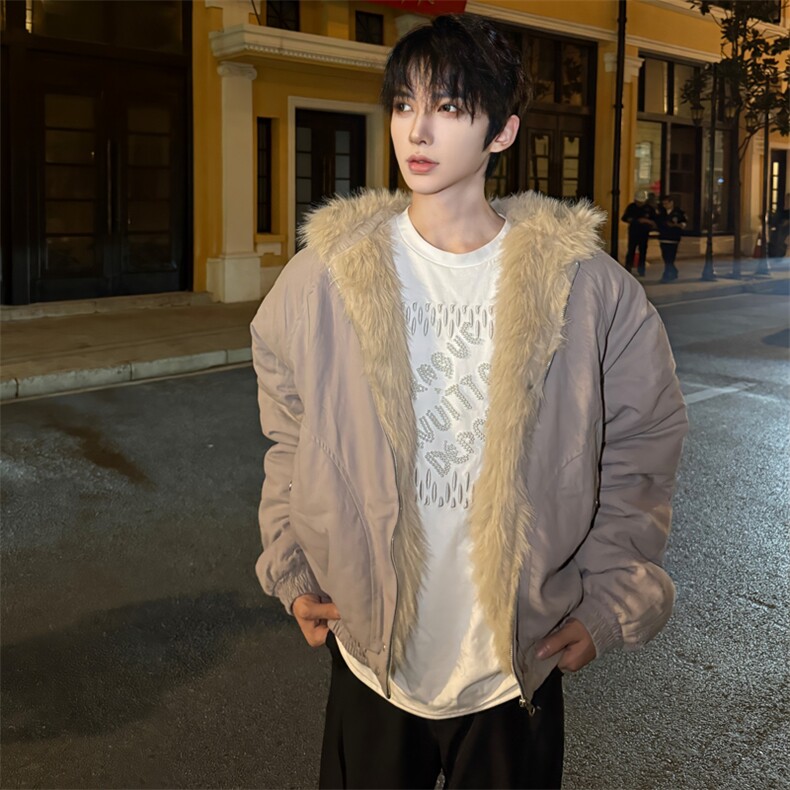 （自家图）毛领连帽棉服外套男女保暖小众设计感棉衣潮3007-P125,男装棉衣,星座910-5