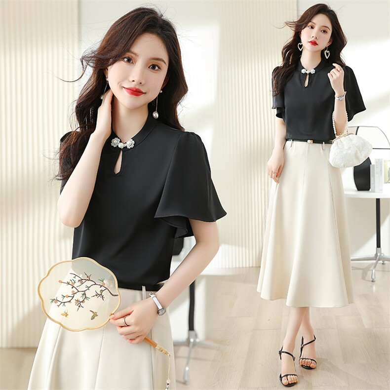 2023年夏设计师新款时尚潮流气质修身减龄全棉透气女神两件套套装，女装套装/套裙，奋斗女王