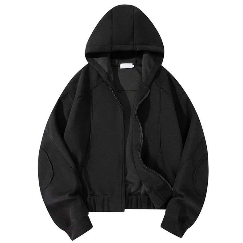 抖音得物高品质美式高街重磅辑明线结构设计连帽卫衣开衫外套W83，男装卫衣，电商A486