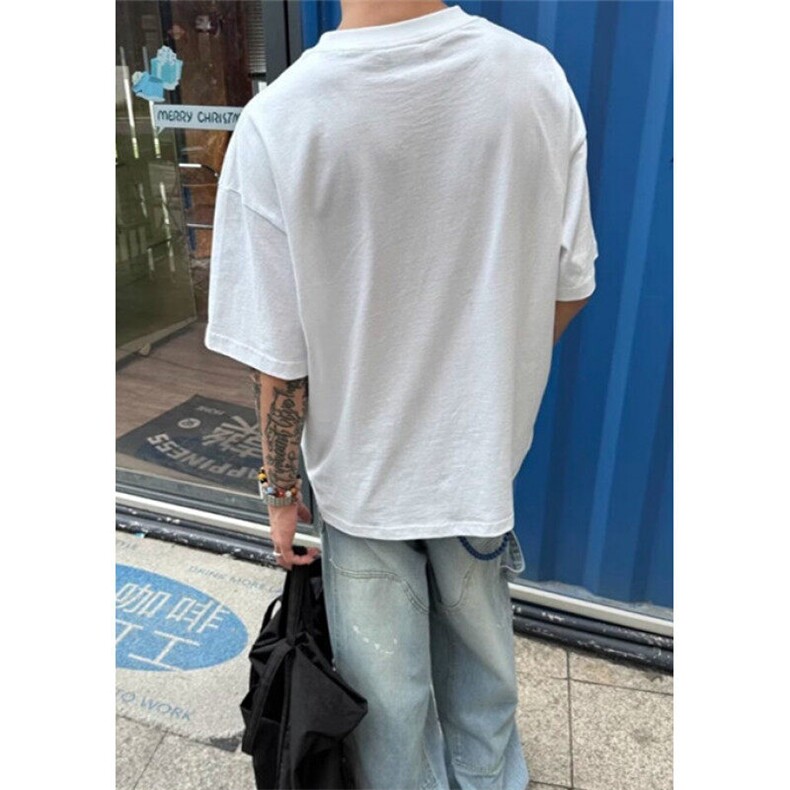 夏季新款复古不规则字母印花男女纯棉短袖设计感宽松T恤TY044,男装T恤,星座1116A（原606A-3）