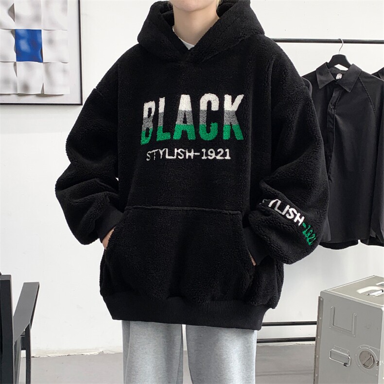 秋冬加绒加厚羊羔绒卫衣青少年简约连帽外套男女975-P90控价118,男装卫衣,电商A441-1