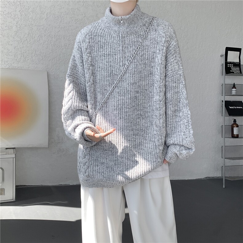 MY7150-特P69软糯厚实设计感男女同款情侣大码宽松针织外套毛衣,男装针织衫/毛衣,电商A059