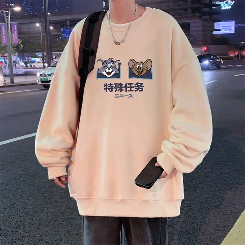 W391P35加绒45笑脸卫衣秋冬新款打底衫宽松套头圆领无帽上衣服t,男装T恤,星座304A-1