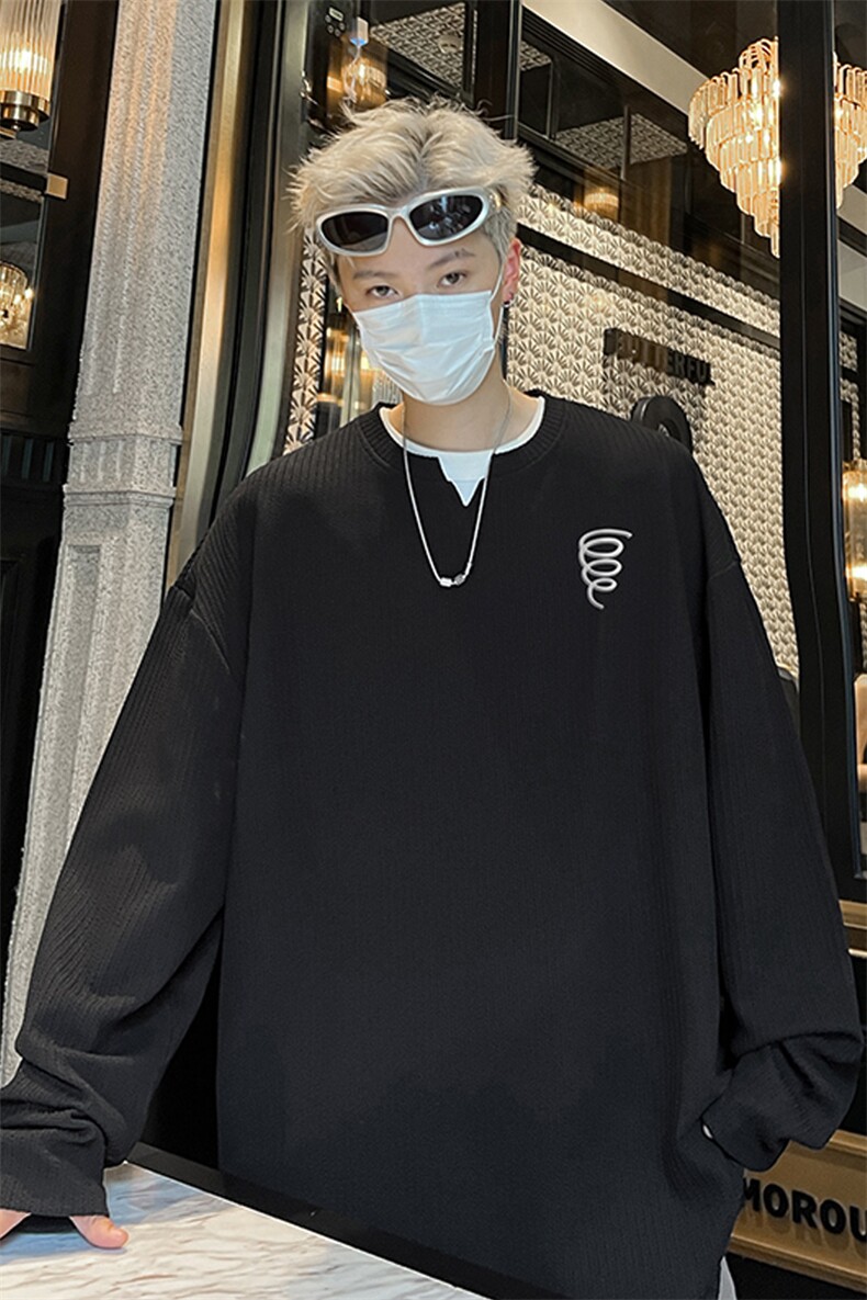 华夫格！华夫格上衣男圆领华夫格卫衣男大码长袖t恤男HY203-特P23,男装T恤,电商B367