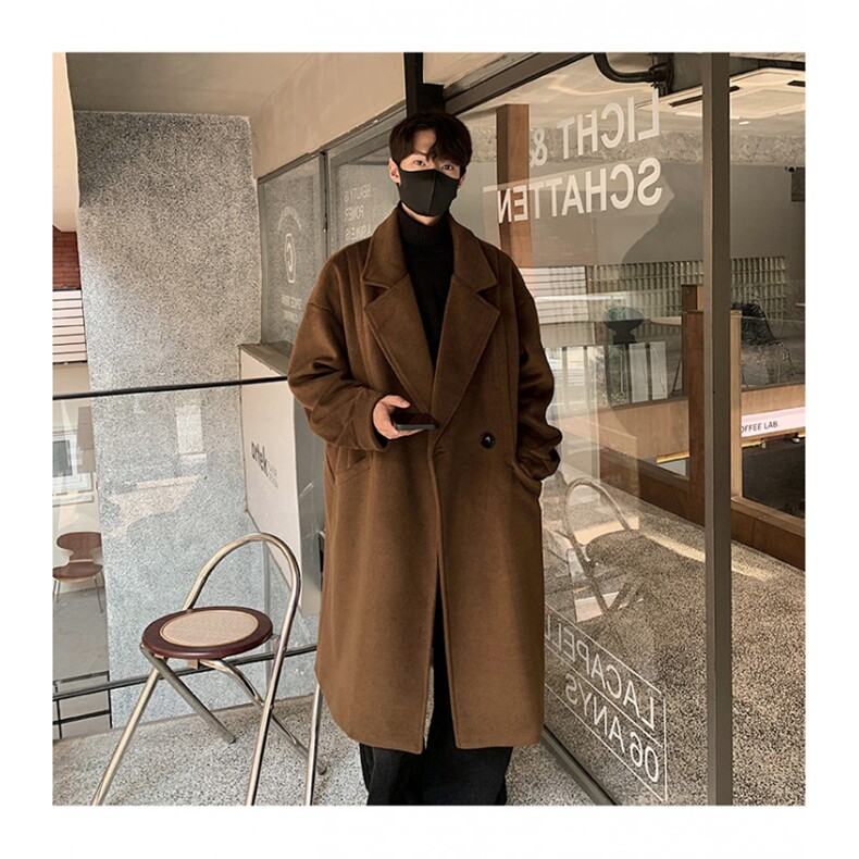 羊绒大衣男中长款过膝韩版宽松双排扣毛呢大衣504-F22-P100控148,男装毛呢大衣,星座504