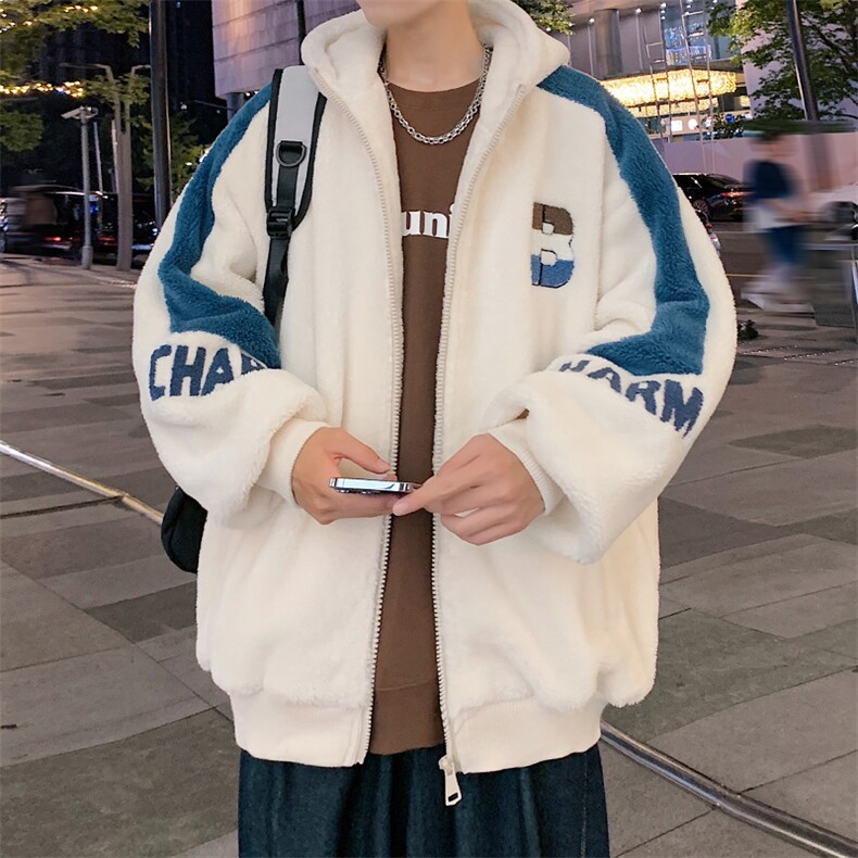 冬装加绒加厚保暖棉衣毛巾绣羊羔绒连帽外套男女 919-P110控价158图片
