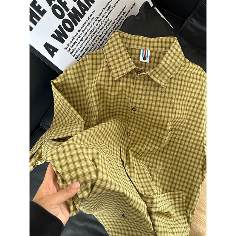 短袖衬衣男夏季新品港风宽松大码设计青年格子衬衫CS280-P35,男装T恤,星座301C-5