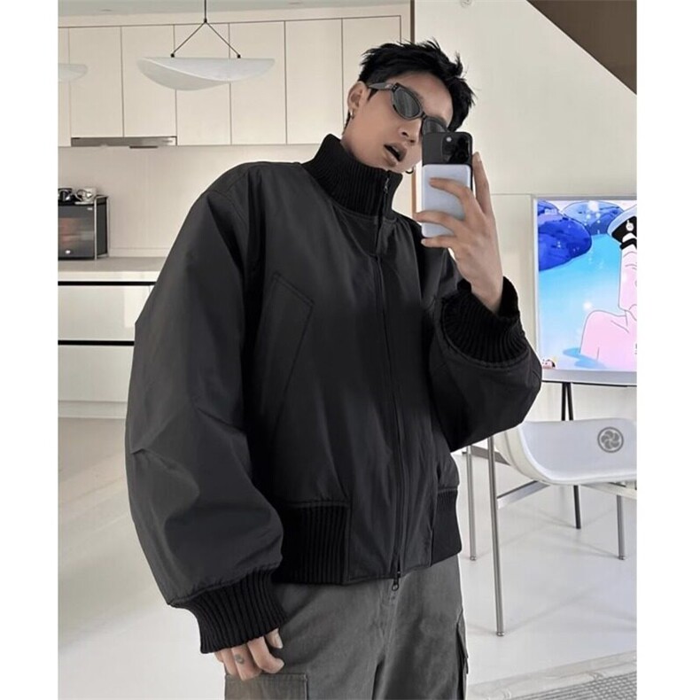 立领棉服男韩版潮流高街痞帅休闲百搭面包服廓形飞行员高级感外套，男装夹克，星座506A
