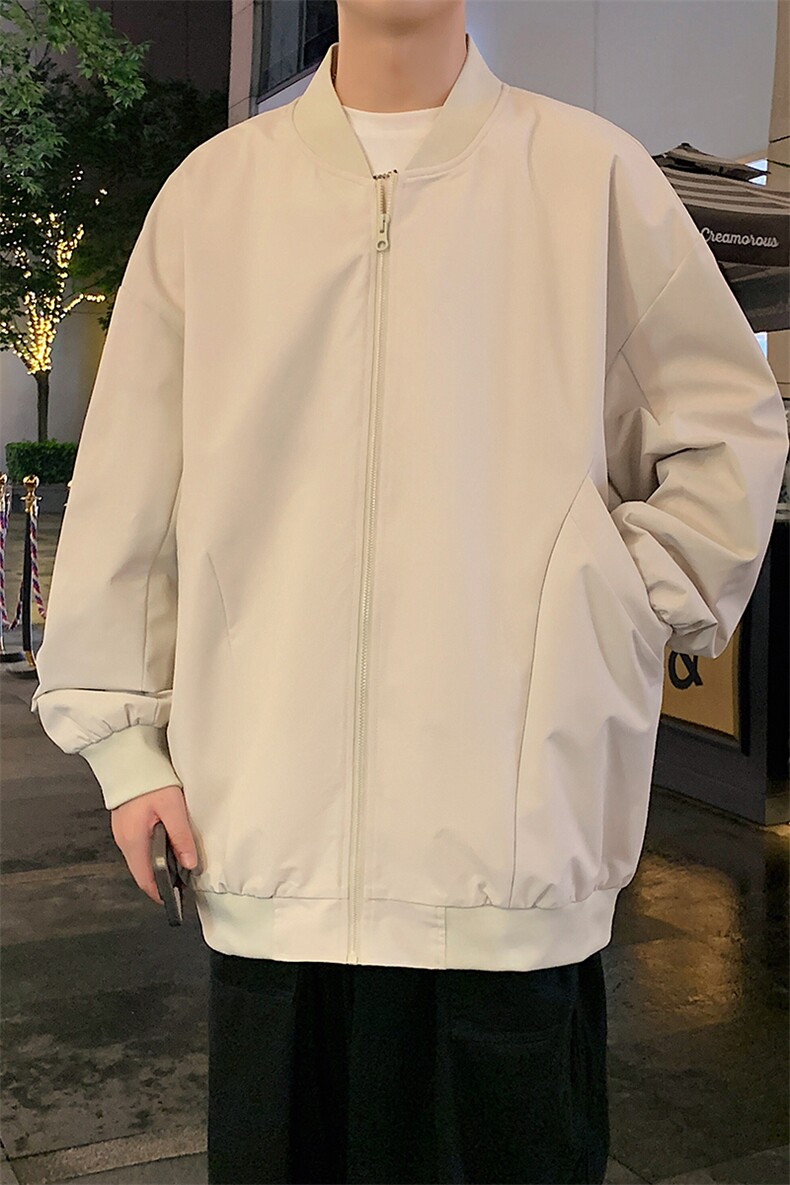 港风二开纯色上衣夹克宽松落肩棒球服冲锋衣外套JK860P65,男装夹克,星座1204-3