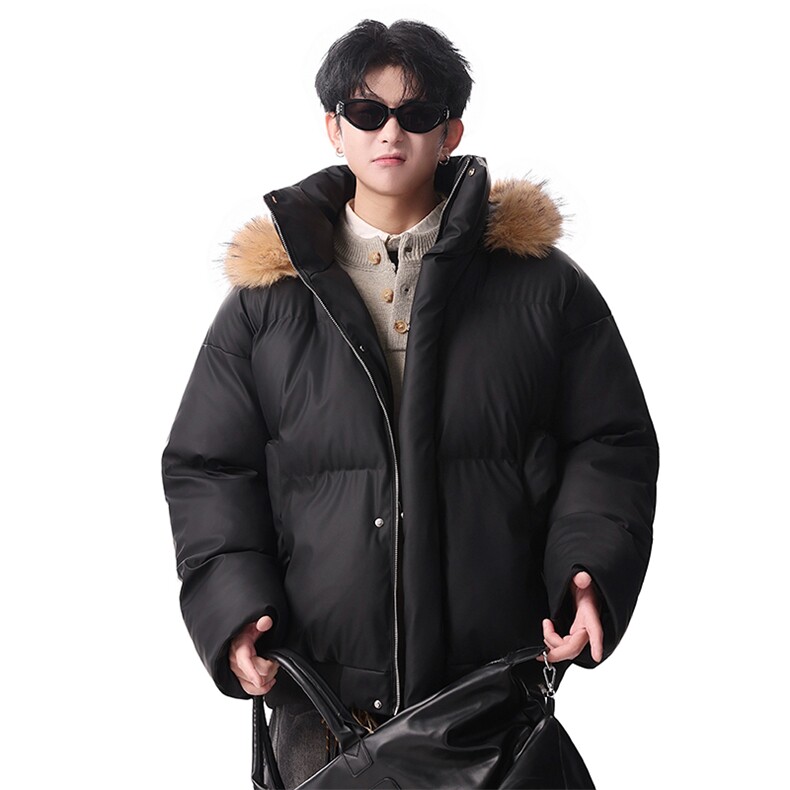 PU皮棉服男连帽毛领棉衣帽子可拆卸毛领可拆卸MF668-特P88无差价,男装棉衣,星座214-3