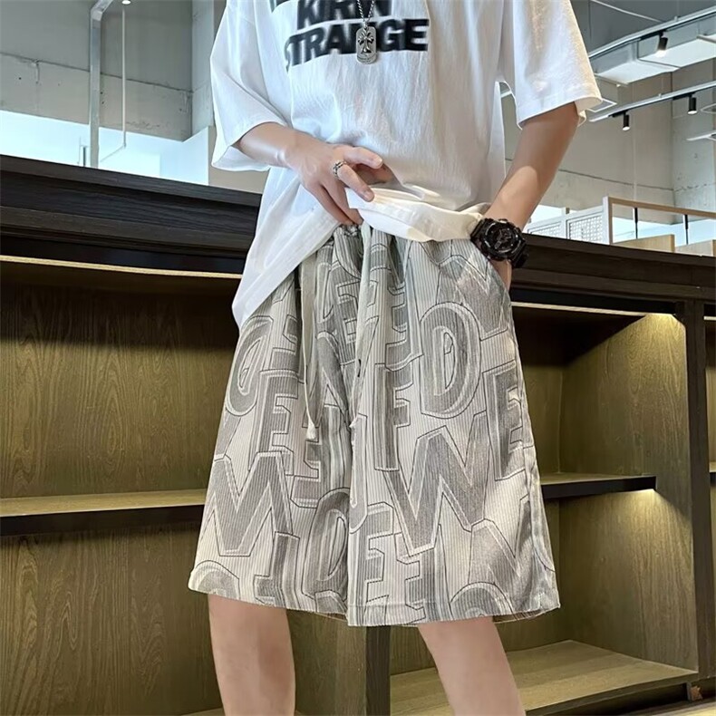 沙滩短裤男夏季薄款速干大裤衩宽松睡裤休闲五分裤子D0112-P28,男装休闲裤,星座308B-2