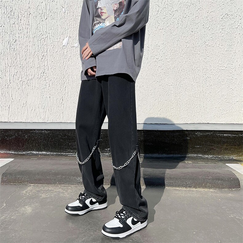 hiphop炸街裤子高街ins潮美式牛仔裤男K1339P45图片