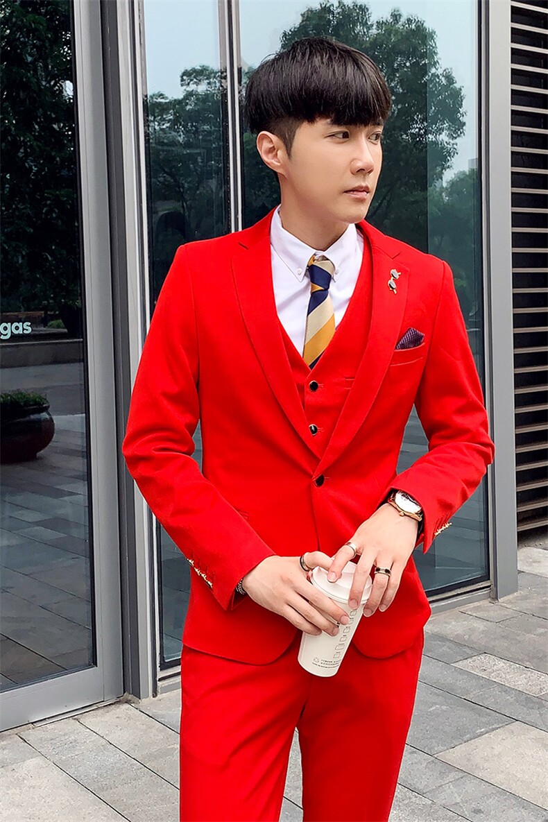 秋冬一粒扣糖果色眼睛款西服套男三件套小西装外套A470-TZ78,男装西服套装,电商A207