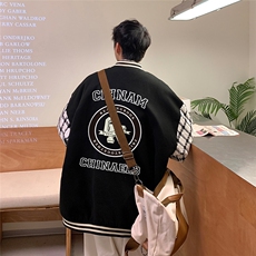 港风秋季新品潮流宽松呢料夹克棒球服外套男女G6707P85控108，男装夹克，电商A268A