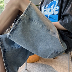 牛仔短裤男女夏宽松直筒学生ins五分裤阔腿百搭休闲中裤D6995-P35，男装牛仔裤，星座1008-2
