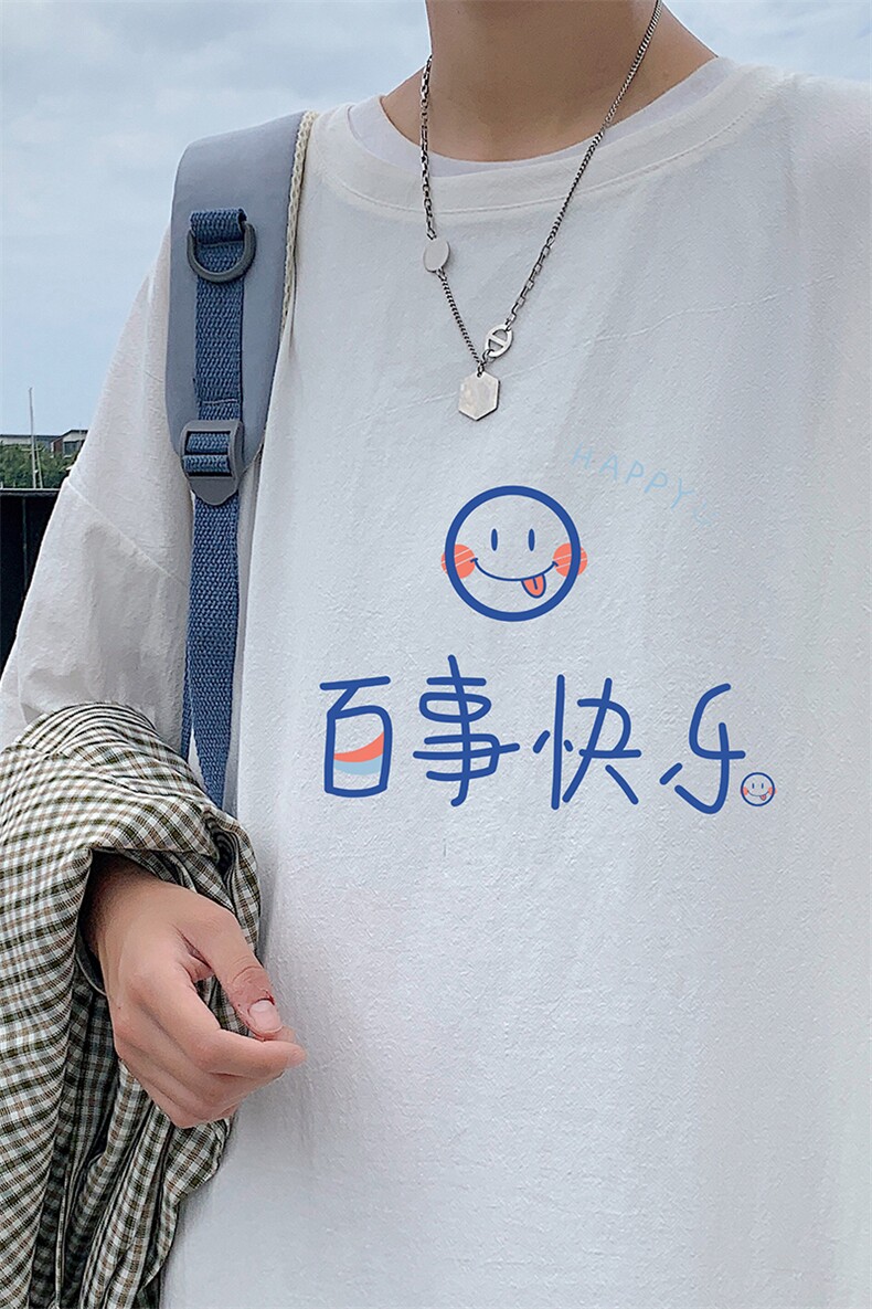 YT26183-P30亚麻短袖t恤男大码五分袖男宽松七分袖港风模特,男装T恤,电商A040