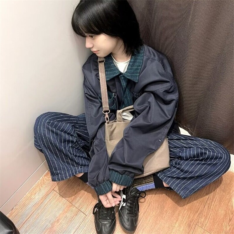复古宽松格子拼接工装夹克字母刺绣男女可穿棒球服外套JK0631P65,男装夹克,星座1013-1