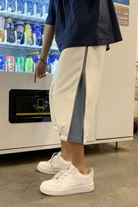 夏季港风拼接拉链宽松运动7分8分6分裤货号B416--QF6P45控58图片