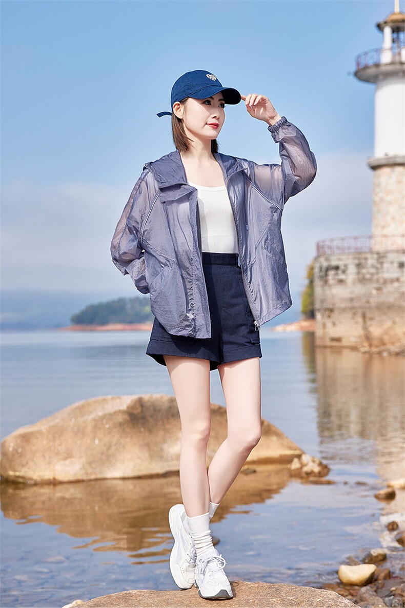 时尚防晒衣女开衫2025夏季新款宽松连帽防晒衫透气户外凉感薄外套,女装防晒衣,可可小西
