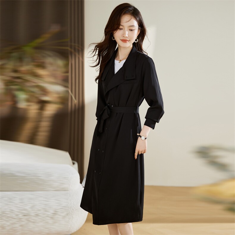 【现货！！！】长袖连衣裙休闲风衣裙子,女装连衣裙,素月