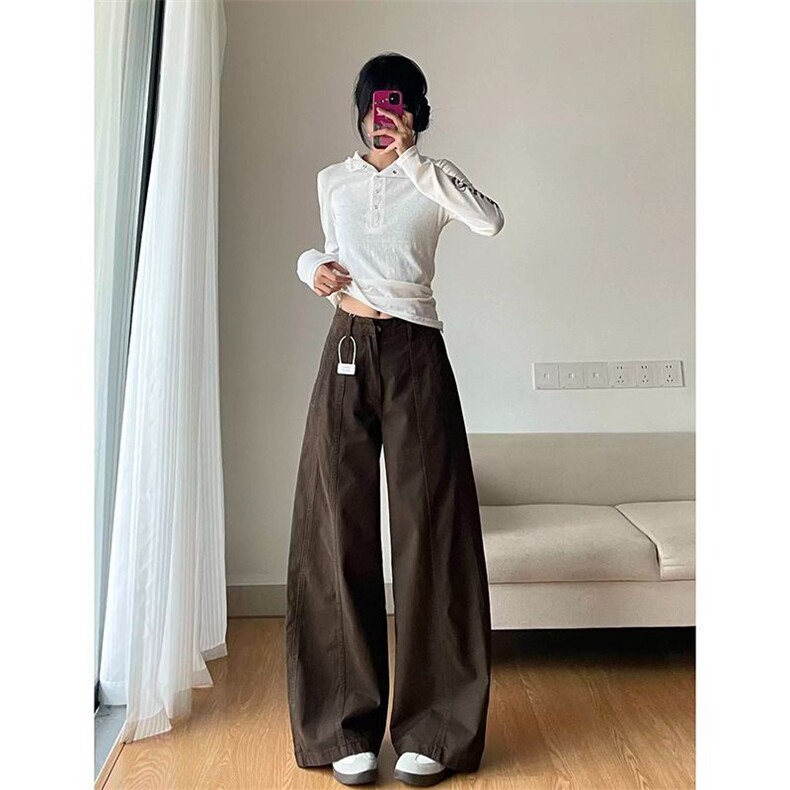 美拉阔腿牛仔裤女春秋宽松显瘦梨型身材裤子N09141-P50,男装牛仔裤,星座308B-2