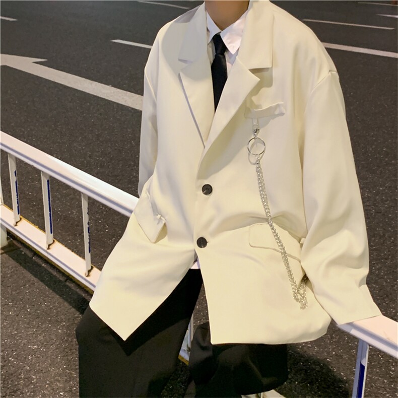 送铁链小西装男ins休闲夹克上衣2024新款春秋西装外套XZ01382-P60,男装西服,星座308B-1