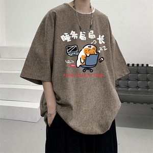 风复古亚麻短袖男棉麻t恤男半袖 ZT71447-P35图片