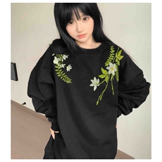 网图刺绣花卉圆领2026新款卫衣宽松套头情侣装T恤上衣YY837-特P30，男装T恤，电商C216
