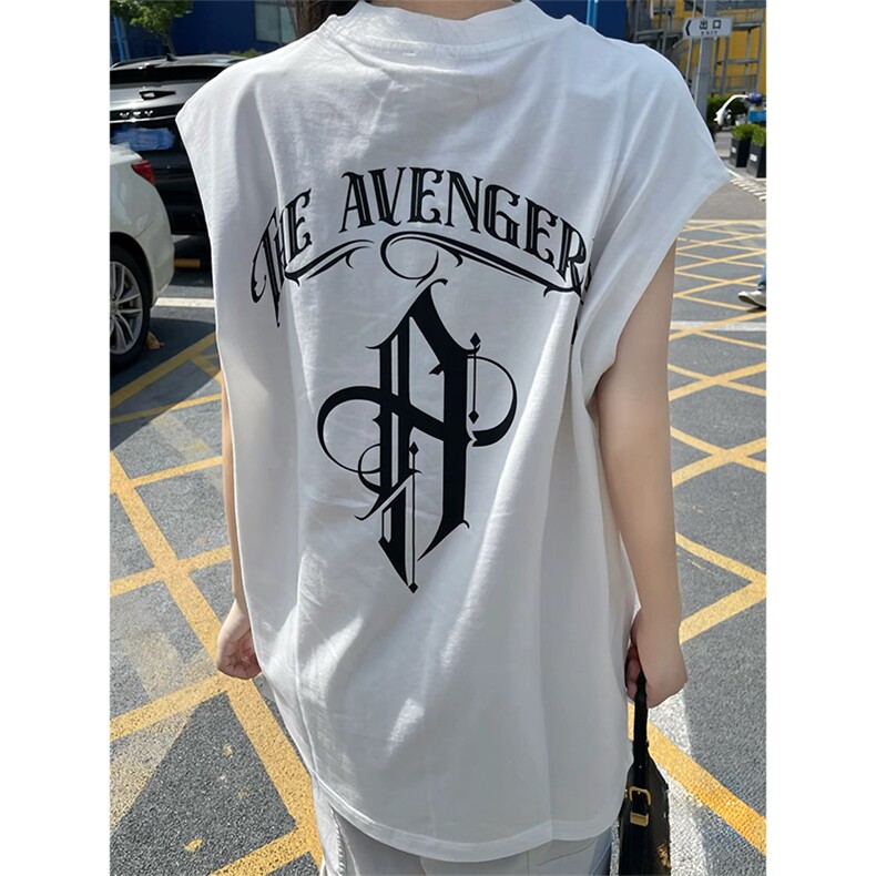 抖音得物供货现货重磅纯棉美式休闲印花宽松无袖背心潮牌t恤ABX10，男装背心/马甲，电商A443