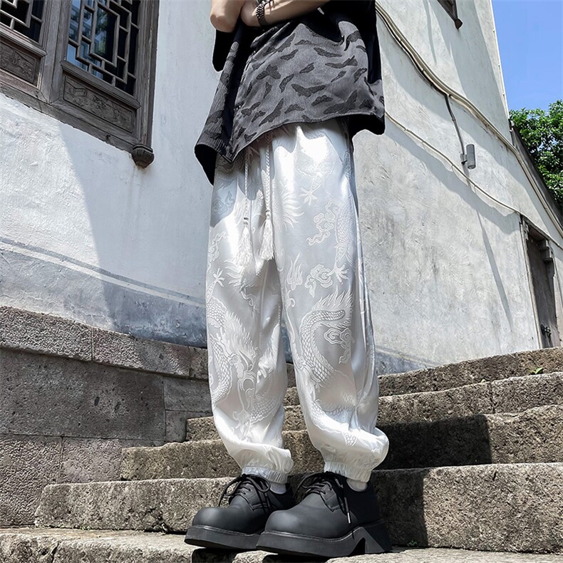 休闲裤风夏季新中式冰丝九分裤男束脚运动裤XZ212-QK9539-P37图片