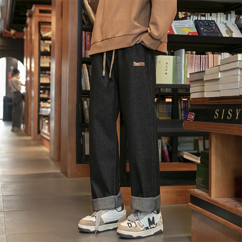 阔腿牛仔裤男春夏季2025新款直筒宽松显瘦纹垂感休闲裤YD770-P45,男装牛仔裤,电商A178