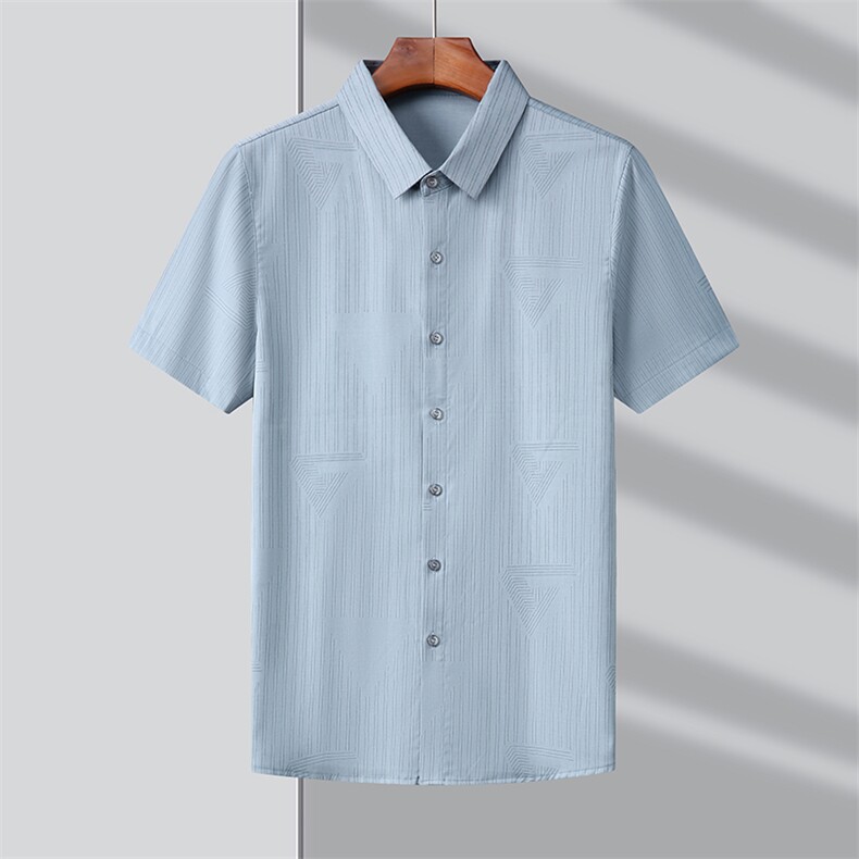 BJ22113男式2023夏季新款短袖条纹衬衫修身免烫衬衣P58,男装衬衫,电商B360