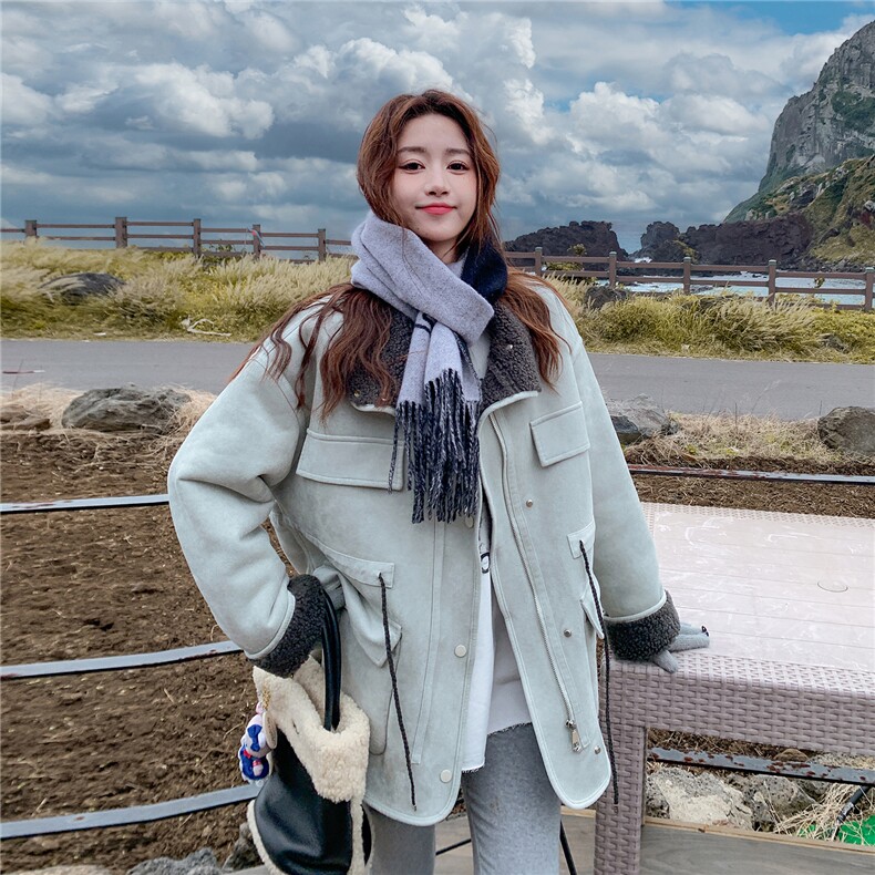 现货款号7766皮毛一体外套P225K328,女装毛呢外套,2D043