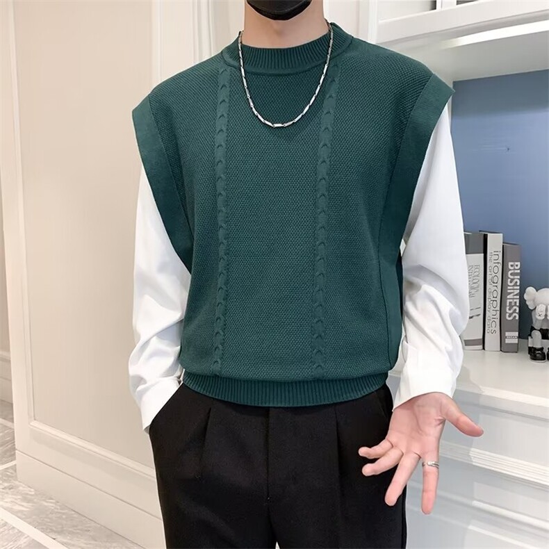 假两件美式毛衣男士秋冬季保暖拼接休闲宽松简约针织毛衫M876,男装针织衫/毛衣,星座1116A-2（原606A-1）