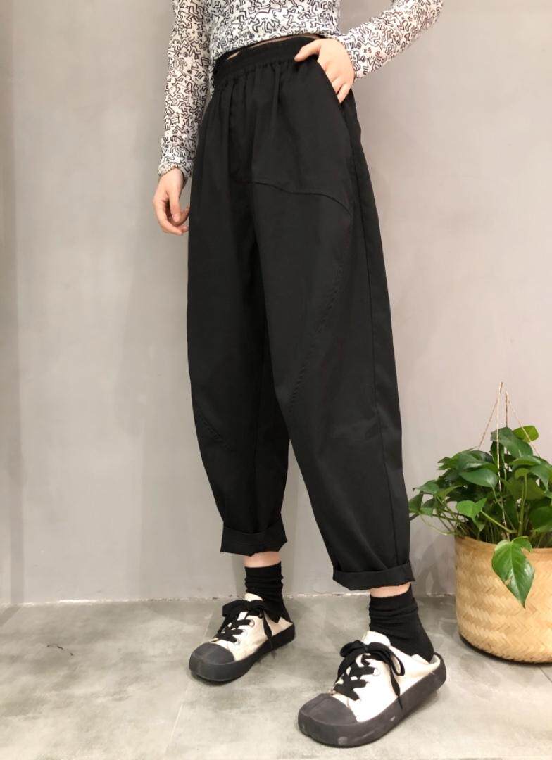 裤子，松紧腰 聚酯纤维，抗皱耐磨，其它，with E Q