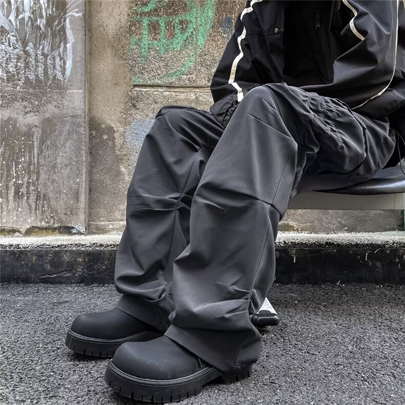美式高街vibe痞帅机能褶皱大口袋工装裤男宽松直筒休闲长裤DH967,男装休闲裤,星座506