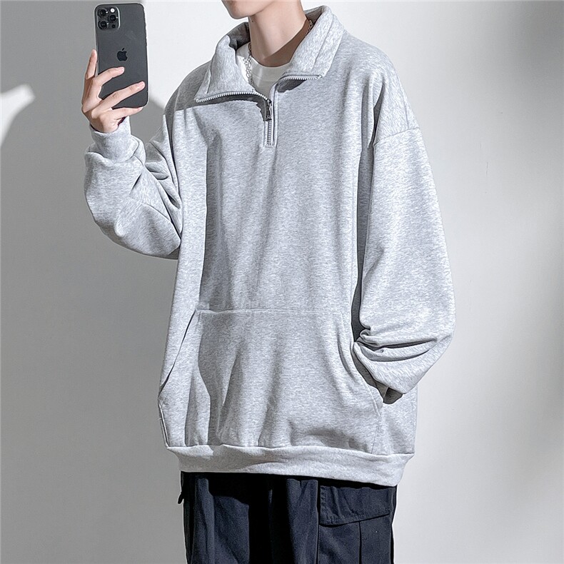 1360克重磅半拉链POLO衫50%棉50%涤纶大码M-5XL卫衣男WY77077P65,男装Polo衫,星座226-2