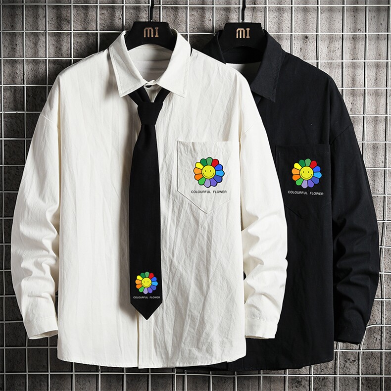LC42101-P45痞帅领带长袖衬衫男士大码dk制服男jk衬衣男网格挂拍,男装衬衫,电商A040A