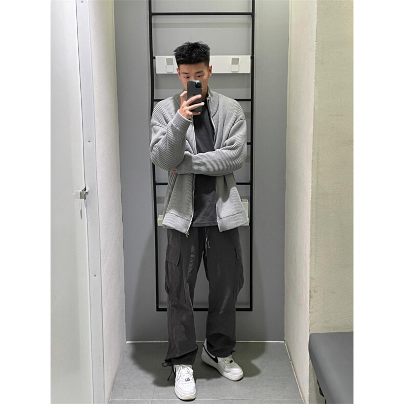 【有货】cleanfit灰色拉链开衫毛衣外套男款针织衫M5653LL-特P55,男装针织衫/毛衣,星座1007（原301D）