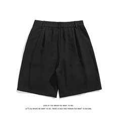 极简风黑色西装短裤女宽松腰带装饰垂坠感直筒裤子DK8495-特价P32，男装牛仔裤，电商A007